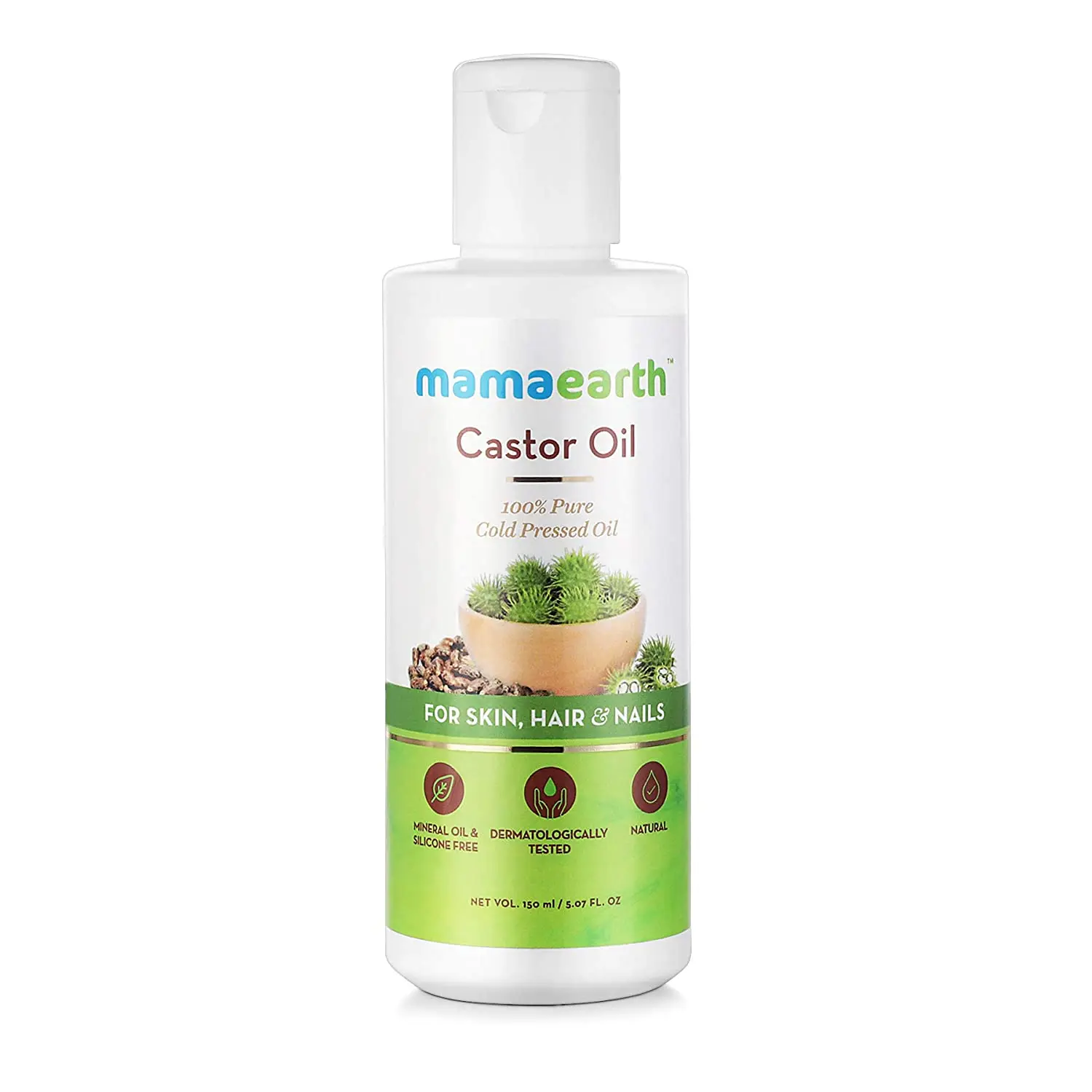 Mamaearth 100% Pure Castor Oil Cold Pressed To Support Hair Growth Good Skin and Strong Nails 150 ml