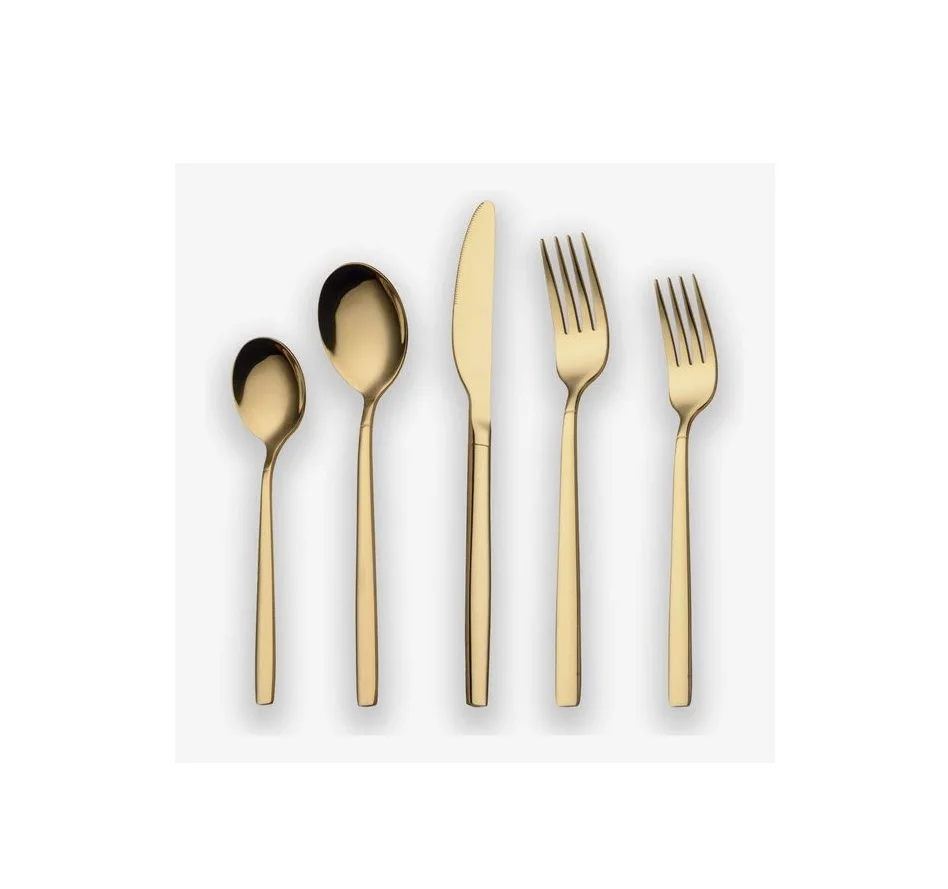 Latest Gold plated Set Of 6 Metal Cutlery in New Style Metal flatware handmade metal Spoon and Fork in Wholesale price