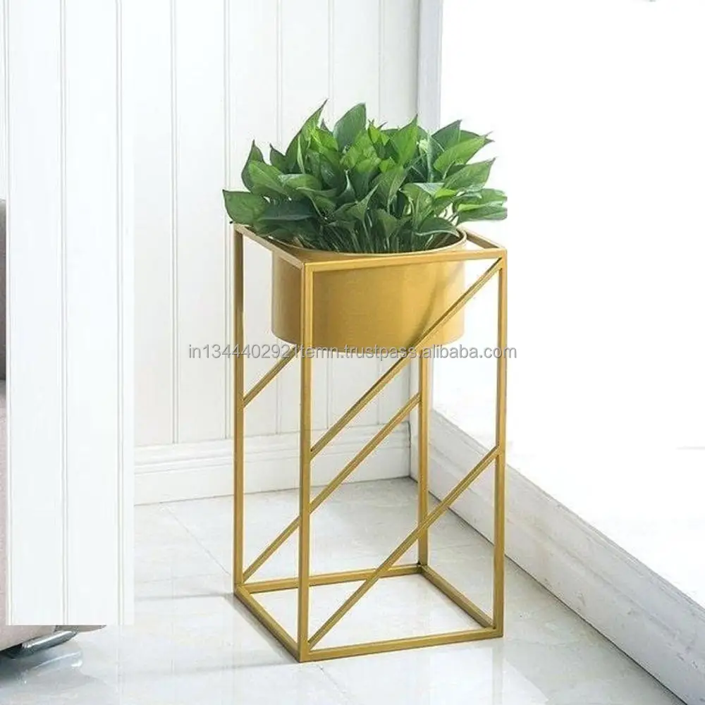 Factory custom retro metal small  planter pot mate white succulent stand flower plant pots with stand
