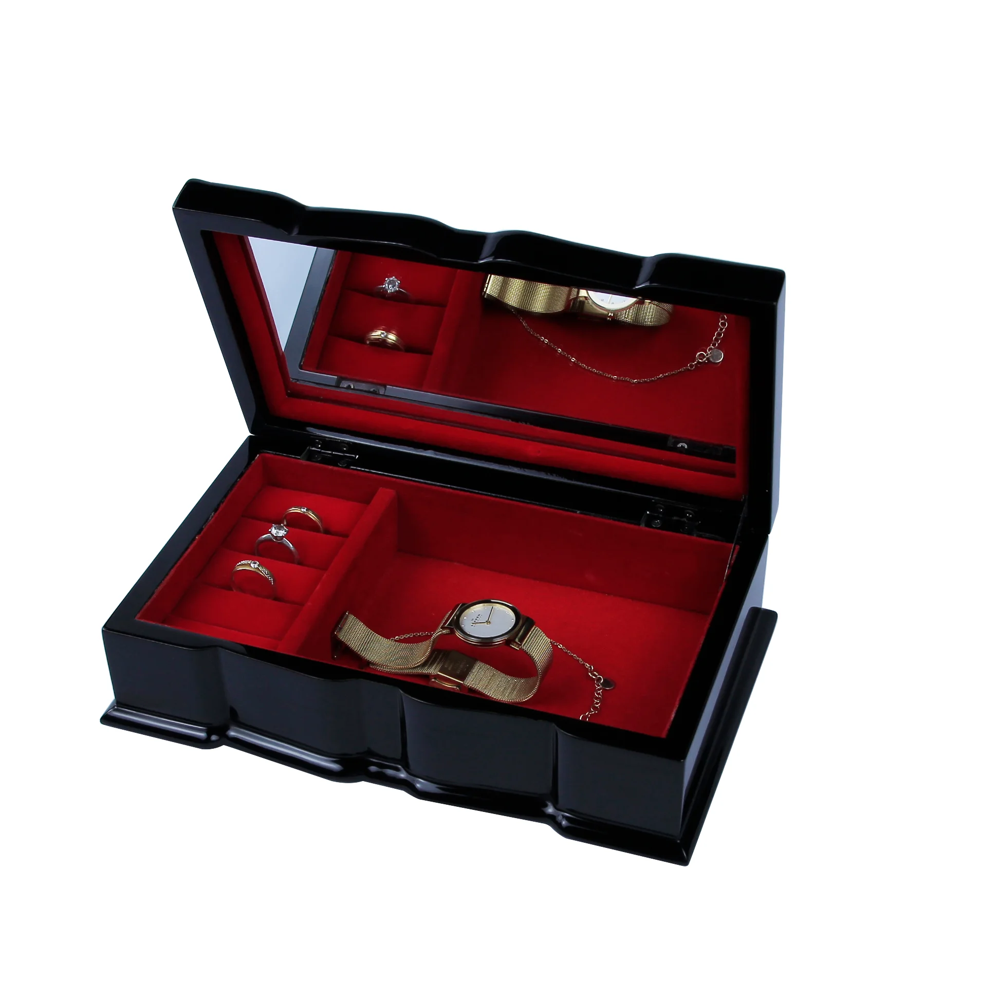 Wholesale wood lacquer box Small Jewelry Box Joyeria Caja Organizer Display Boxes For Necklaces Earrings