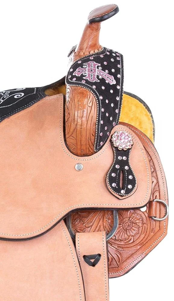 Розовый Крест, Западный бочонок, Гоночное кожаное седло для лошадей, поводки, нагрудный воротник, набор