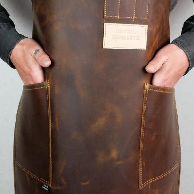 Top quality 2021 Popular Apron Leather Pockets On The Chest Perfect For Pens And Tweezers Leather fire resistant fully customize