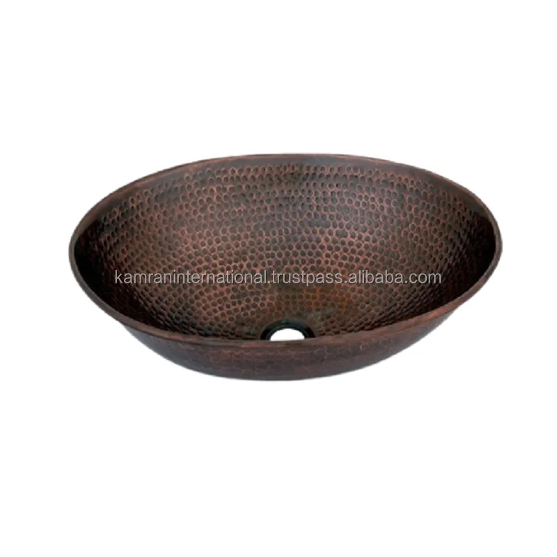Luxury Smart Bathroom Basin COPPER EMBOSSED Round WORK WASHROOM SINK with DRAINER Polished Sink Quality Design