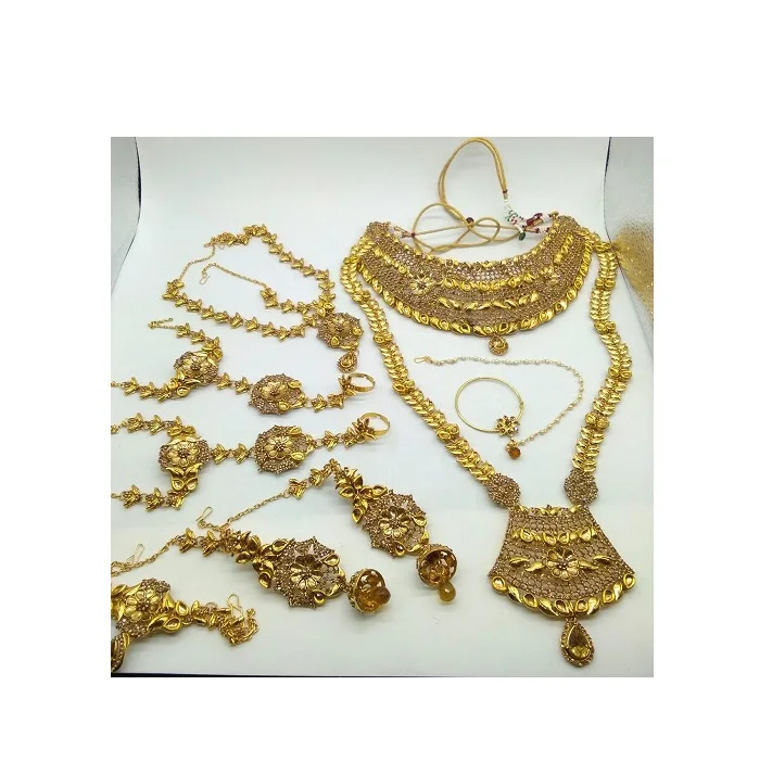 Оптовый Поставщик уникальных индийских свадебных золотых ювелирных украшений, набор ожерелий