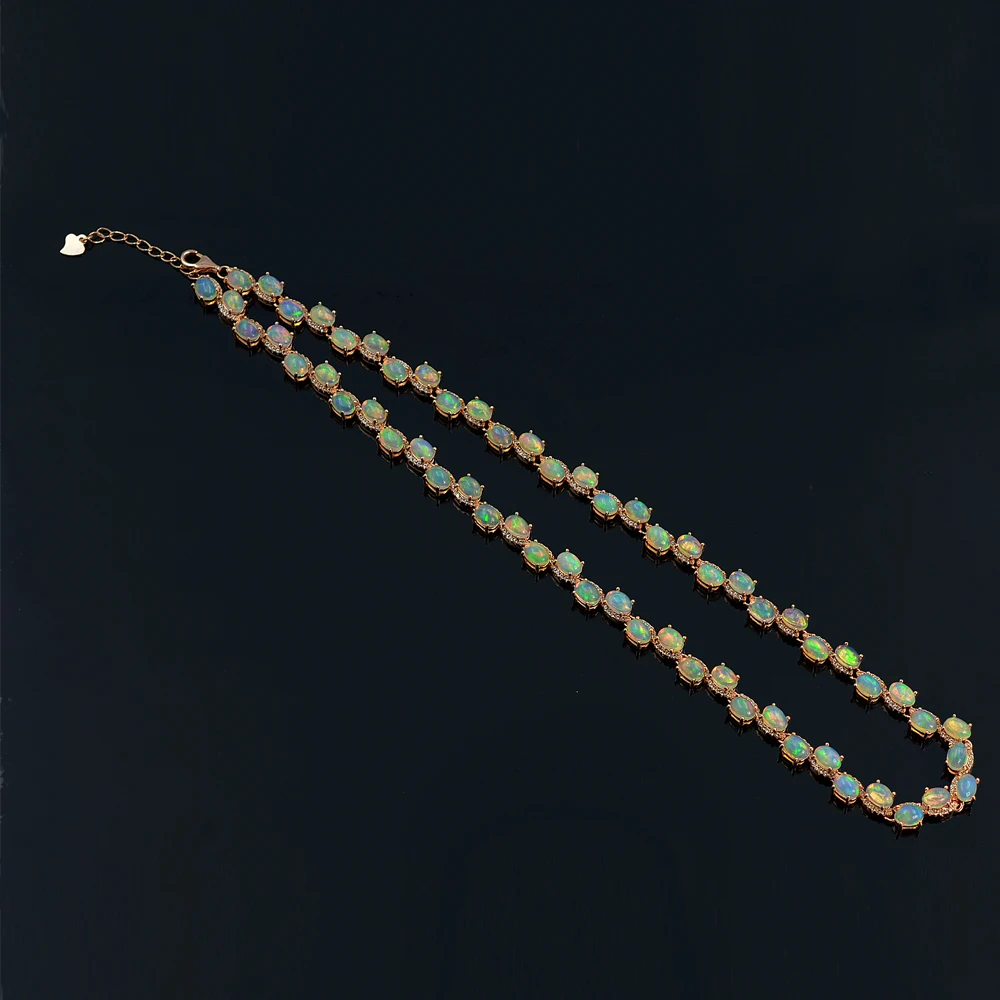 High Quality Opal Cabochon 6x4 MM Natural Gemstone 925 Solid Silver For Women Designer Necklace Earring Set By Big Manufacturer