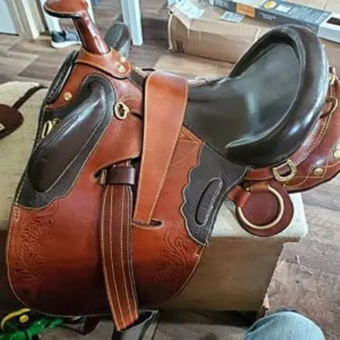 
Star International Leather Stock man Bush Rider Australian Stock Genuine English Horse Saddle 
