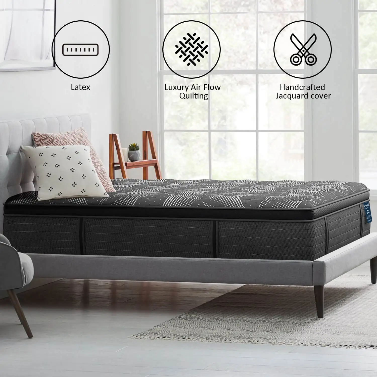 35cm Plush Organic Wool Latex Mini Pocket Spring Foam Encasement Hybrid Mattress