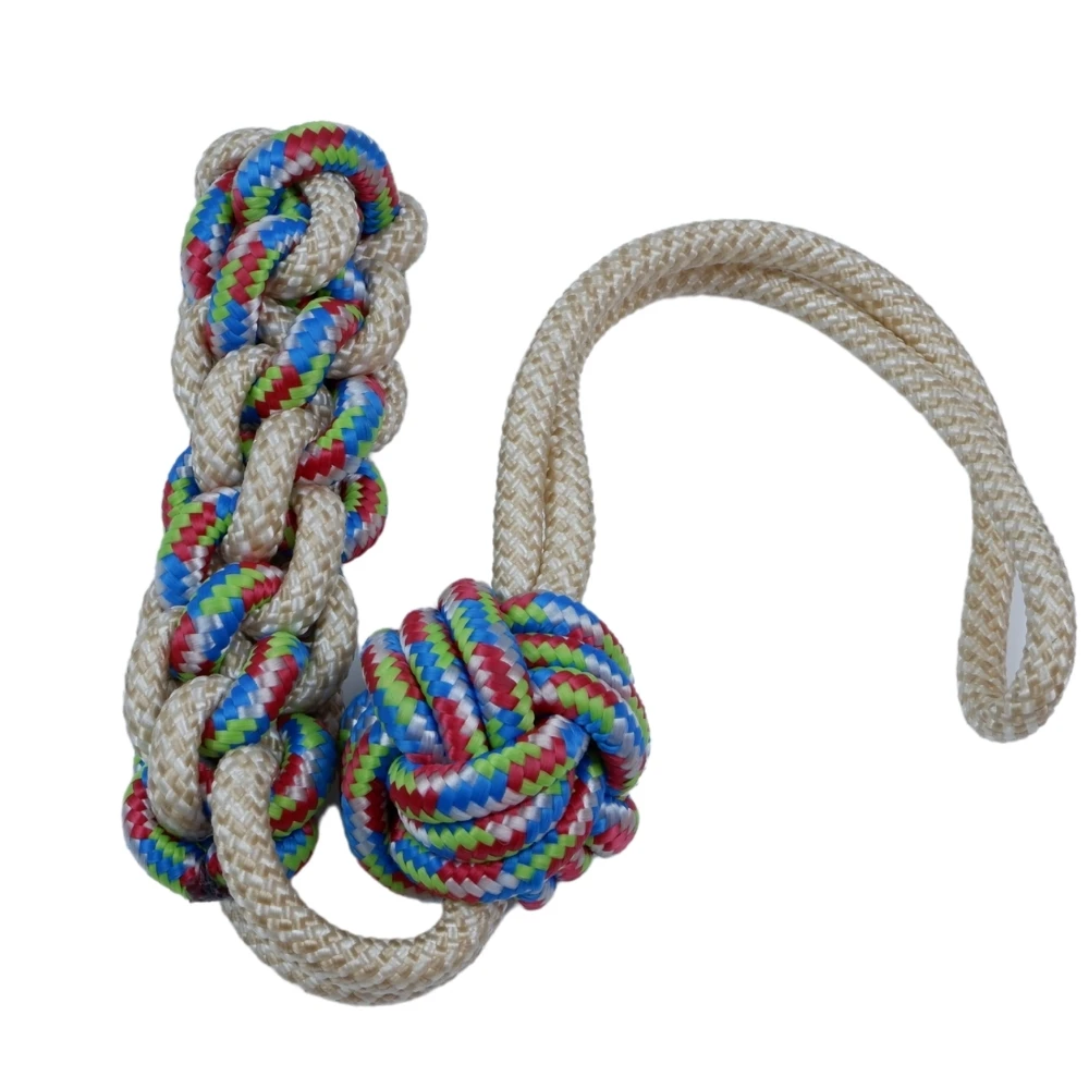 Pet Tooth Cleaning Chew Ball Rope Knot Dog Toy with Attached Ball for Pets Play Training Chewing Toy For Dog Clean Teeth