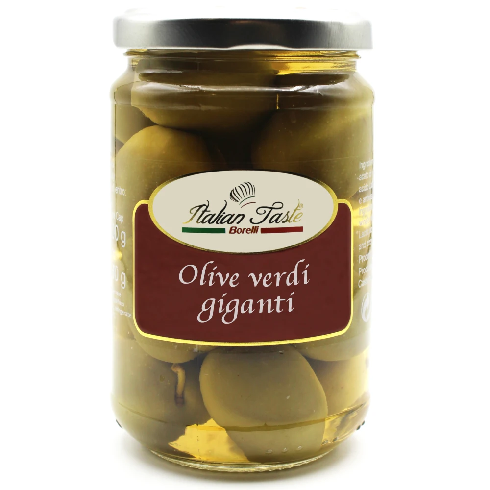 Высокое качество 300 г Гигантские Зеленые оливки стеклянная банка Сделано в Италии без ГМО итальянский аппетит стартер
