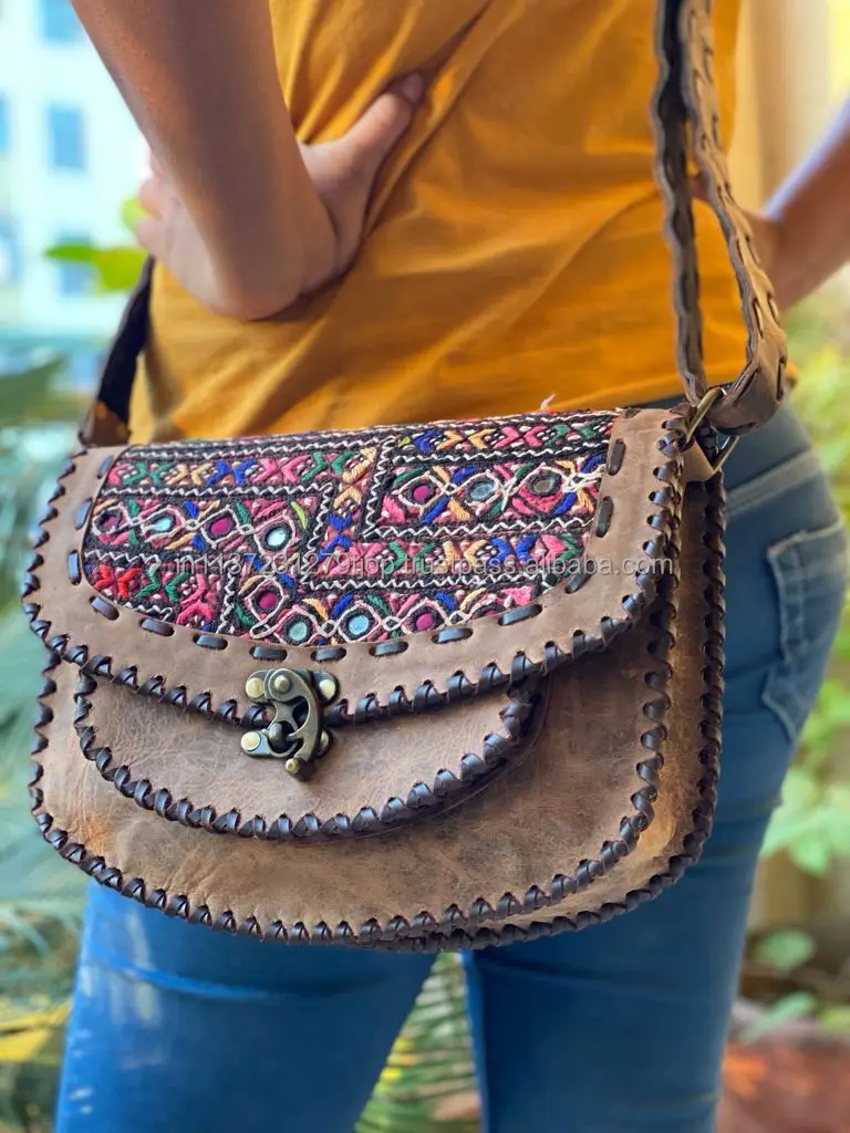 Indian Stylish Gypsy Leather Shoulder Bag Banjara Boho Handbag Shoulder Bag Patch Work Bags
