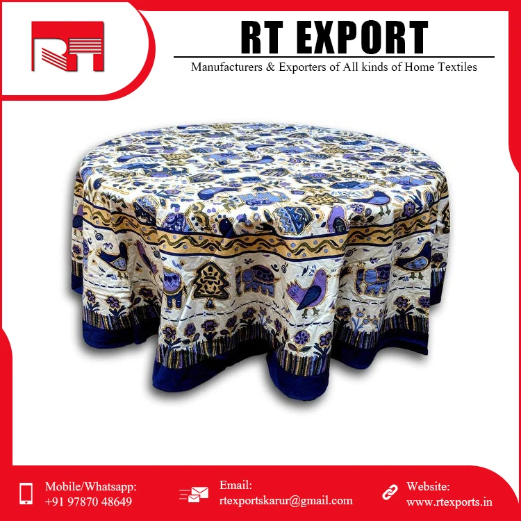 High Quality Digital Printed Round Table Cloth for Bulk Supplier New Custom Design 100% Cotton Table Cloth .