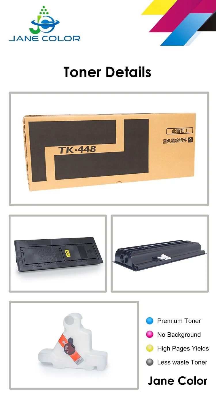 Jane Color For TK448 TK435 K439 TK458 Use For TASKalfa 180 181 220/221 Black Toner Cartridge With Best Price