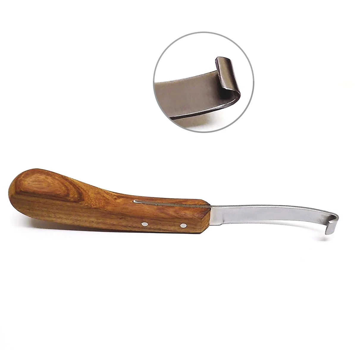 Hoof Knife, Narrow Edge with Right hand wooden handle Premium Stainless Steel Veterinary Instruments