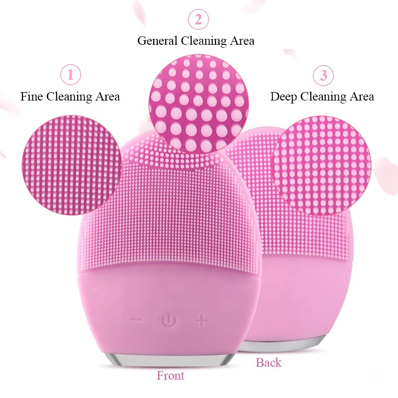  Double Sided Rechargeable Waterproof Electric Sonic Face Cleansing Brush Silicone