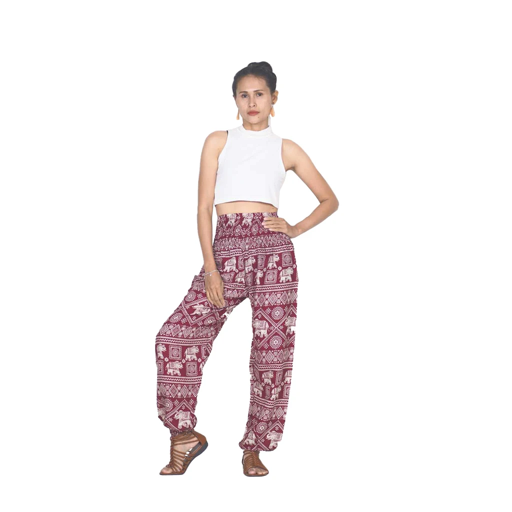 Napat Clothing African Elephant 4 women harem pants in Red PP0004 020004 03 ready to ship