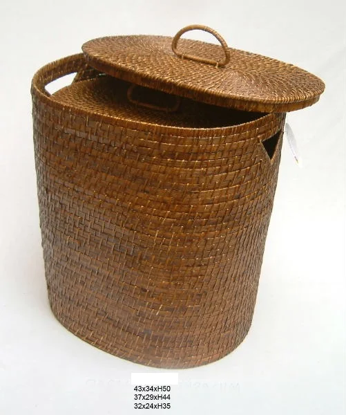 High Quality Sustainable Rattan Retangular Storage Baskets Wicker Laundry Baskets Made In Vietnam