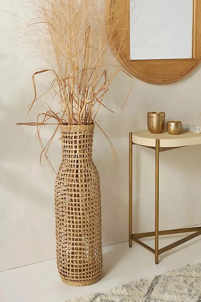 Top Item Natural Tall Straw Seagrass Vase Open Weave Floor Flower Vase Table Vase Decorative Home Office Hotel from Vietnam FBA