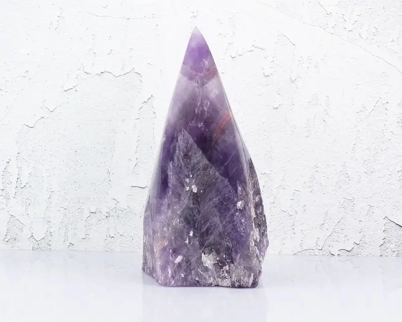 BEAUTIFUL AMETHYST NATURAL CRYSTAL POINT / SEMI POLISHED AMETHYST POINT TOWER / PREMIUM QUALITY LARGE AMETHYST RAW CRYSTAL POINT