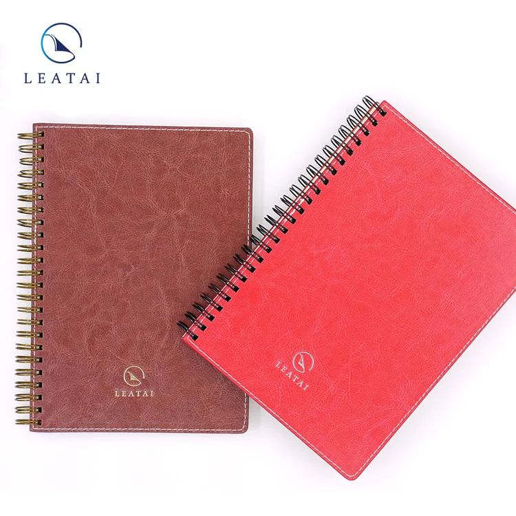 
Colorful faux leather cover spiral binding planner 