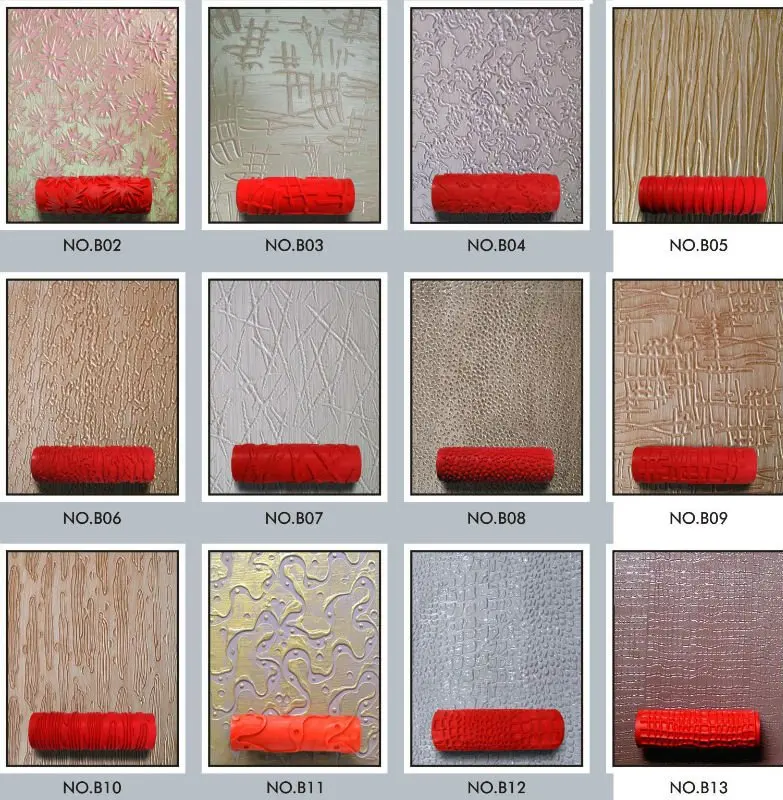 Custom Size paint tool rubber handle microfiber cover decorative paint roller brushes pattern paint roller