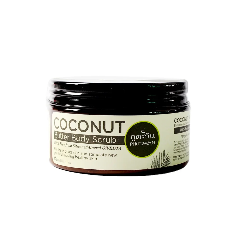 Высококачественный натуральный Кокосовый скраб для тела с кокосовым маслом 240 г натуральная кожа отшелушивающая и увлажняющая оптовая продажа OEM частная торговая