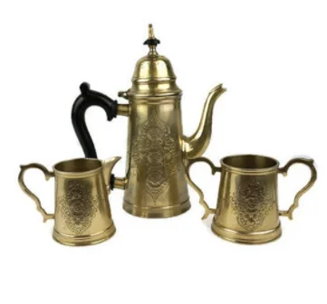 Трендовый EPNS золотой Латунный Чай Кофе Кава набор с 3 горшками Блестящий Золотой для сервировки подарков наборы на свадьбу фирменный домашний декор