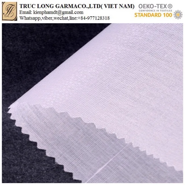 
Vietnam Manufacturer Garment white fusible woven cotton shirt collar fusing interlining 
