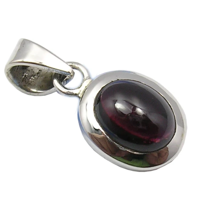 
Cabochon oval shape natural garnet gemstone handmade 925 pure silver beautiful unisex pendant 