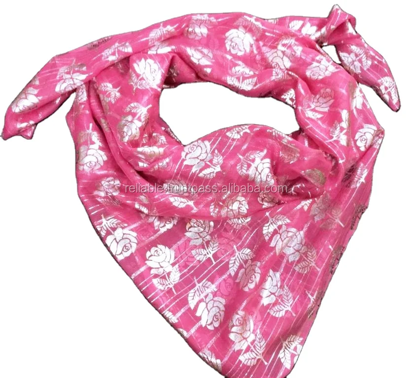 Clothing Decoration Silk Stain Scarves Warm Soft Comfortable Chiffon Scarf With Foil Prints Pure Premium Silk Made Scarves