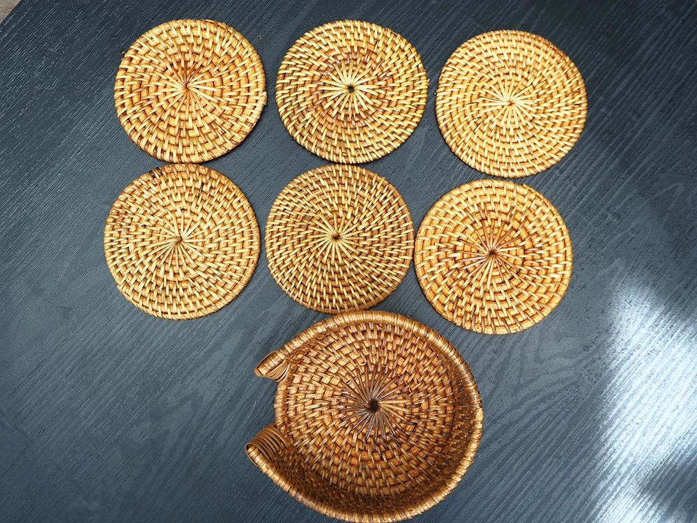 Rattan Coaster Set Hand Woven Rattan Coaster Table Decoration Accessories Kitchen Table Decoration