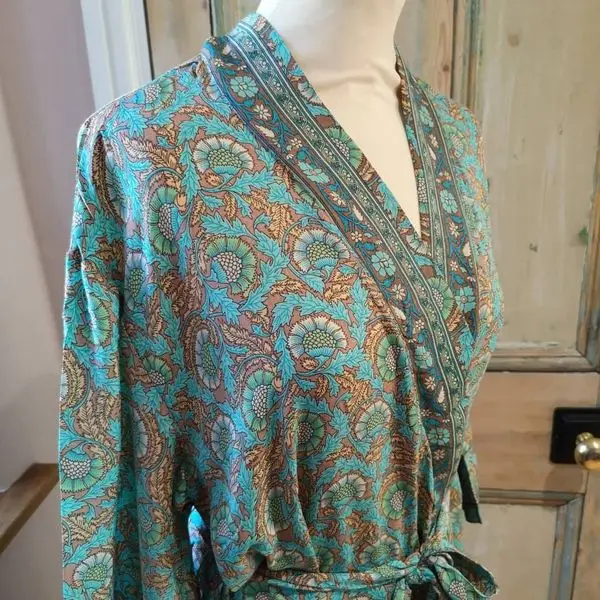 Luxurious Women silk dressing robes for  Bride squad gown Bridesmaid Gown Robe night one piece dress v neck kimono