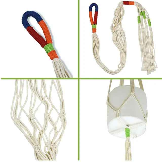 5 Pack Color Handmade Cotton Rope Macrame Plant Hanger Flower Pots Or Basket Hanging Planter Holder for Decorations 5 PCS Hooks