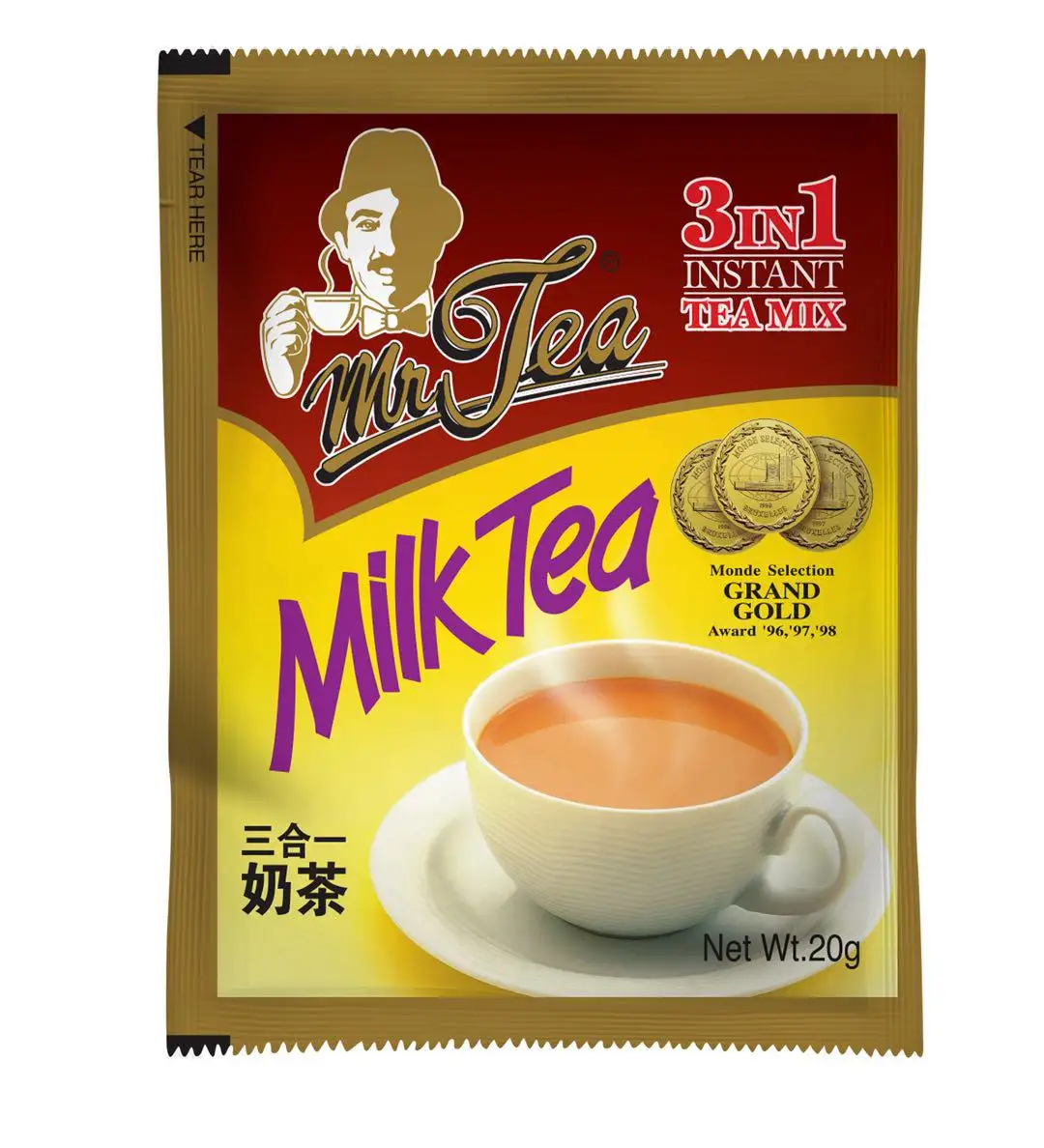 OEM Instant Tea Powder Bag Blended Energize Original MR TEA Instant Milk Tea Mix 3 in 1 20g x 30s x 30p
