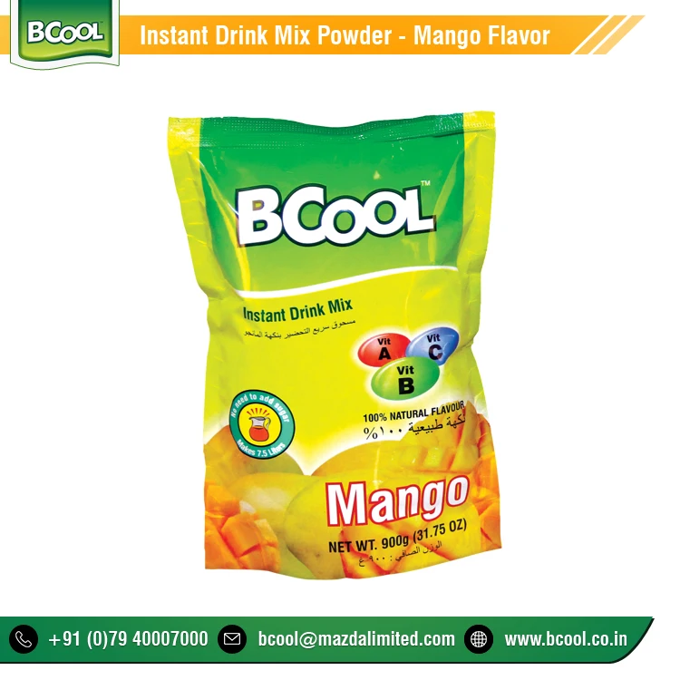 Farm Fresh Taste Sugar-Based Instant Energy Booster Mango Fruit Flavor Powdered Drink from India