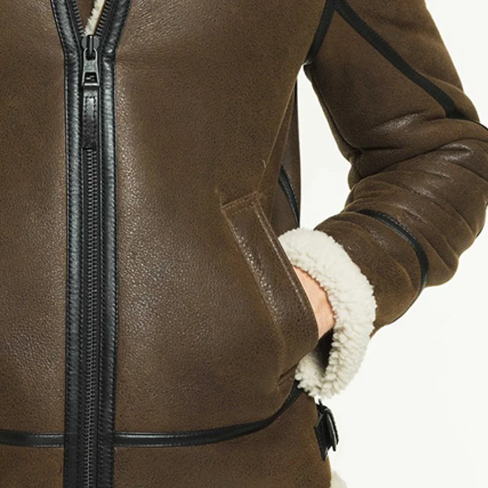 Top quality Outdoor Shearling Jacket For Men/Custom Made Winter Wear Shearling Jacket