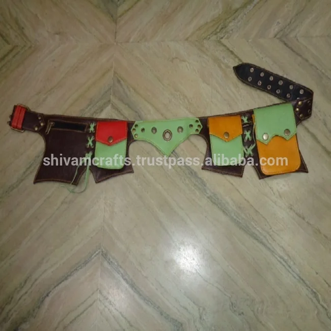 Colourful Genuine Leather Handmade Waist Belt Bags For Outdoor Wholesale Supplier From India