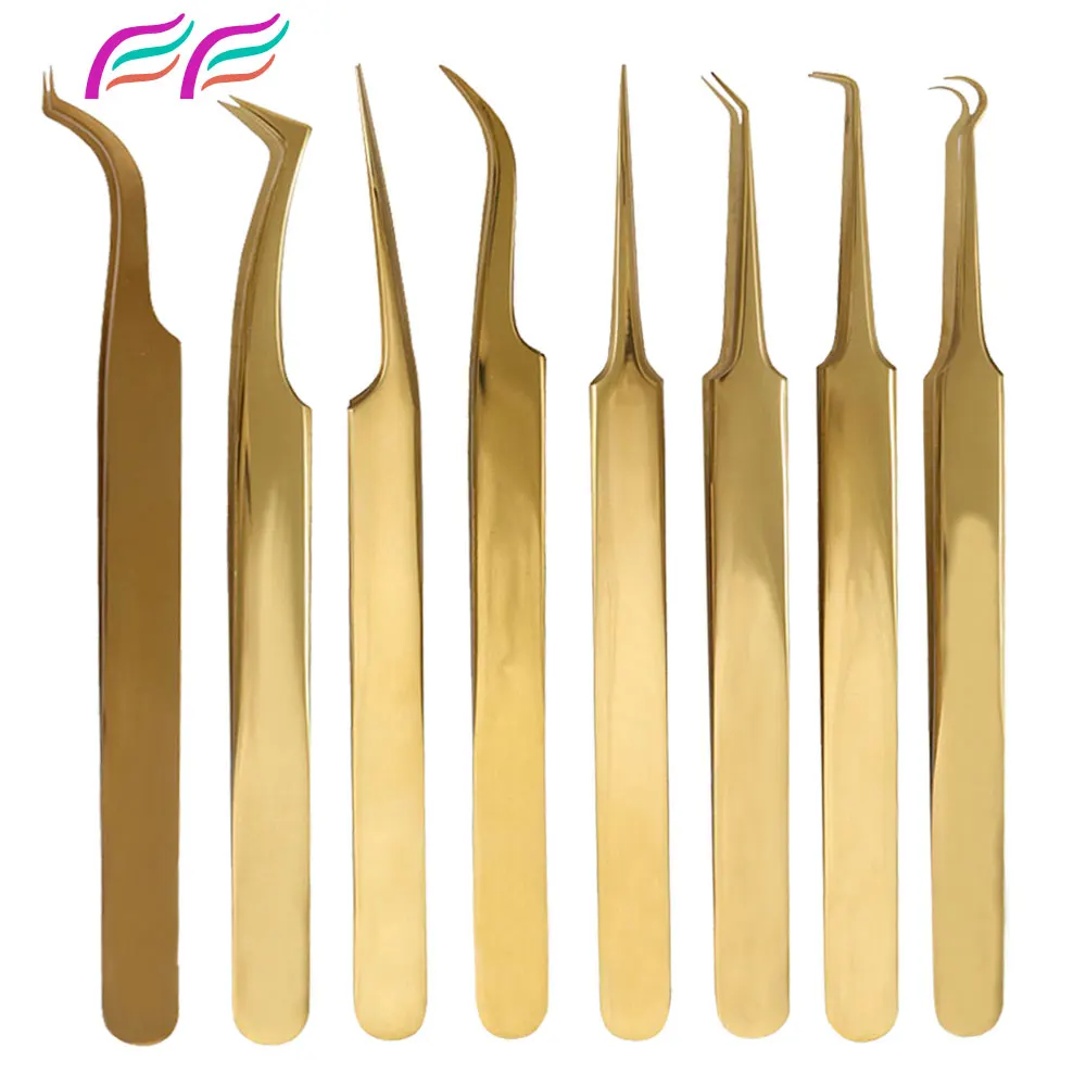 6PCS Set Eyelashes Tweezers False Eyelash Extension Stainless Steel Lashes Volume Eyebrow Clip Makeup Nail Art Tools