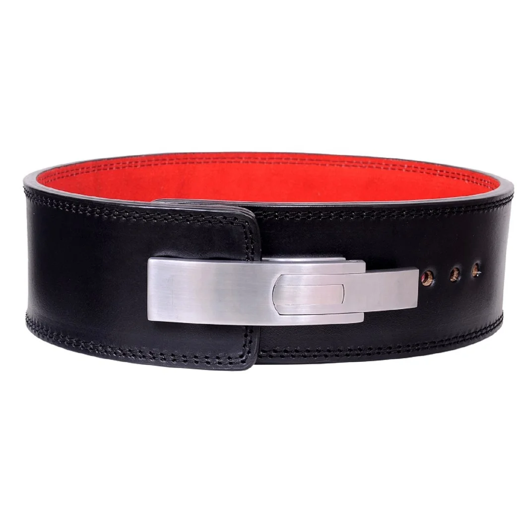 PREMIUM LEATHER POWER LIFTING / WEIGHT LIFTING LEVER BELT 10MM AND 13MM WITH STAIN LESS STEEL LEVER