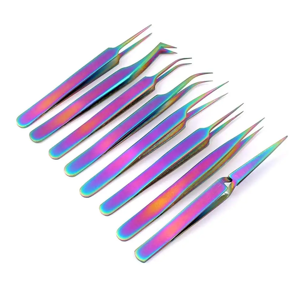 6PCS Set Eyelashes Tweezers False Eyelash Extension Stainless Steel Lashes Volume Eyebrow Clip Makeup Nail Art Tools