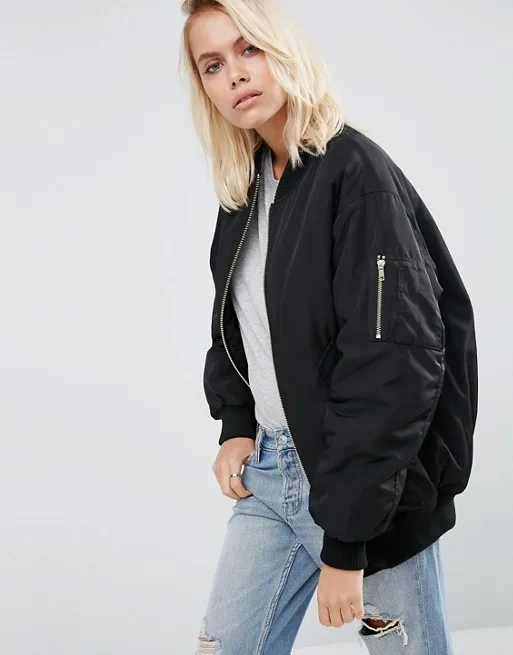 
 Custom Women Smooth Nylon Highly Comfy Padded Oversized Bomber Flight Jacket  