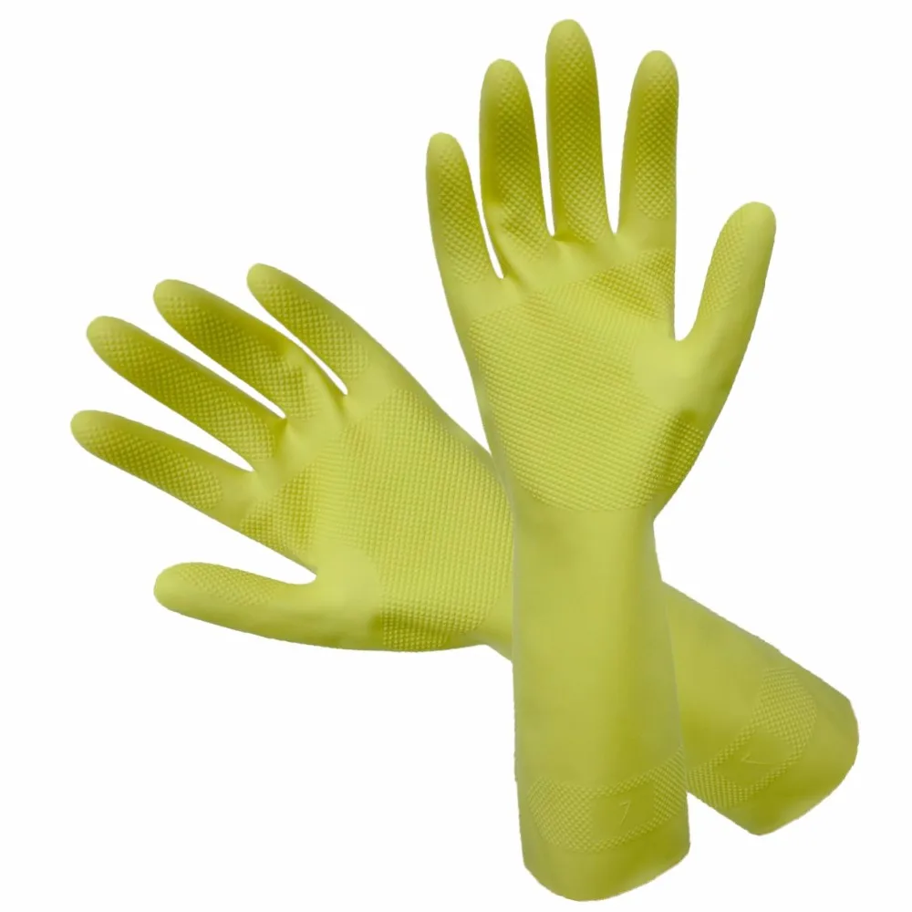 Kitchen gloves Malaysia factory yellow household gloves cotton lined for sweaty hand kitchen utensils washing house cleaning