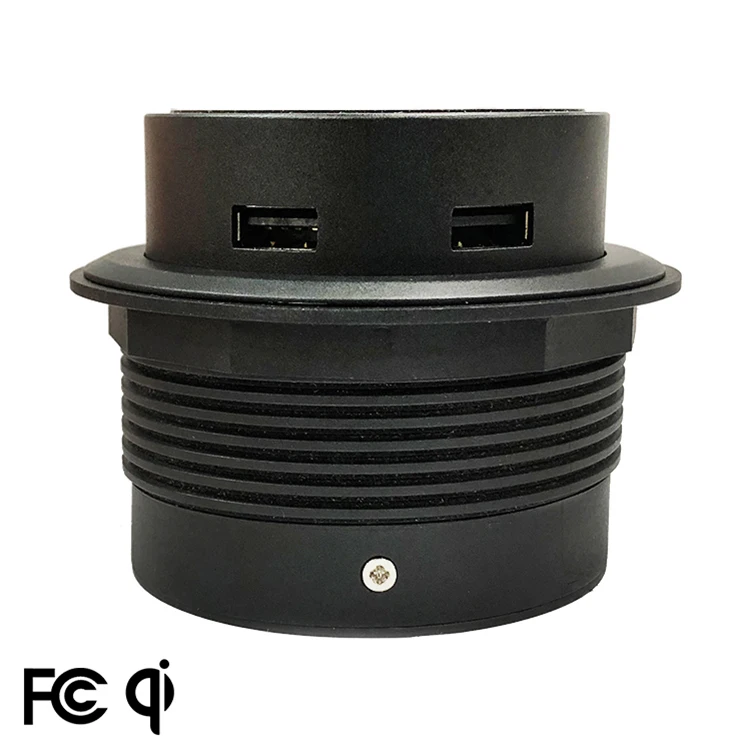 Встроенное Беспроводное зарядное устройство и Выдвижной USB-концентратор для мебели