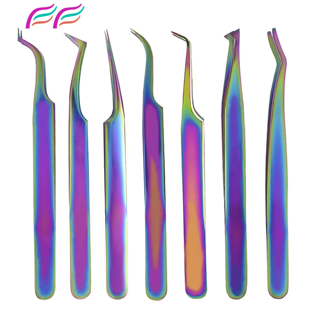 6PCS Set Eyelashes Tweezers False Eyelash Extension Stainless Steel Lashes Volume Eyebrow Clip Makeup Nail Art Tools