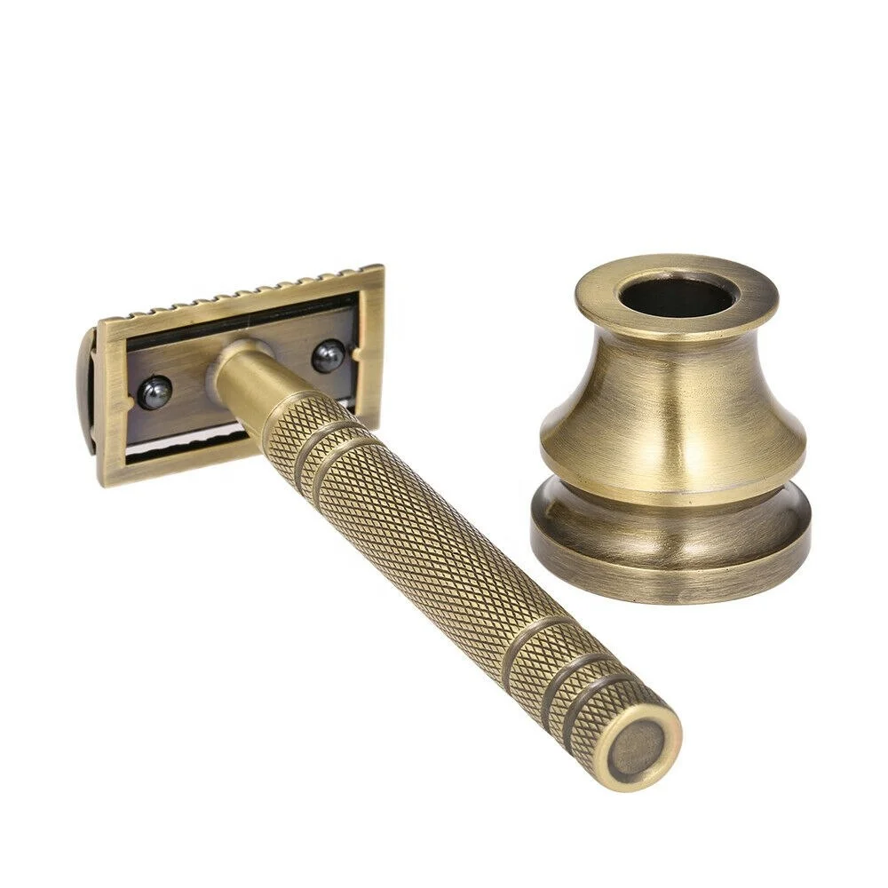 Classic Double Edge Safety Razor with Aluminum Handle Sustainable Copper Material Blade for Face Shave or Salon Use Price