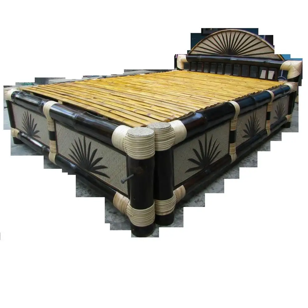 
Elegant King Size Natural Bamboo Folding Bed for Bedroom with Headboard Hotel Spa Home Lightweight Twin Double Pest Resistant 