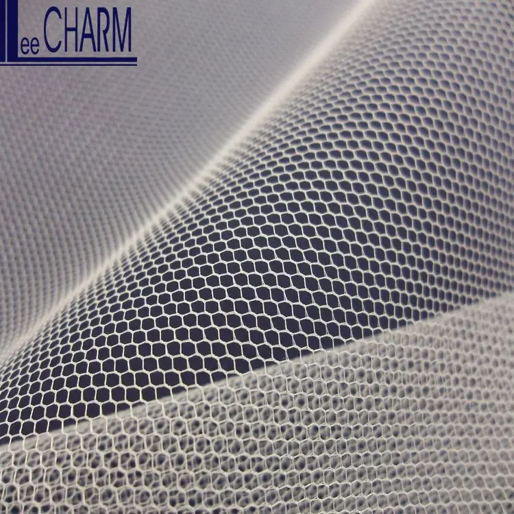 LCY864 Taiwan 100 Polyester 30D Hexagon Soft White Tulle Net Fabric