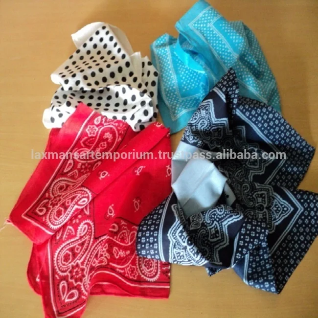 Mix Colours Printed Square Bandanas Head Wraps for Outside in Bulk Wholesale Supplier From India