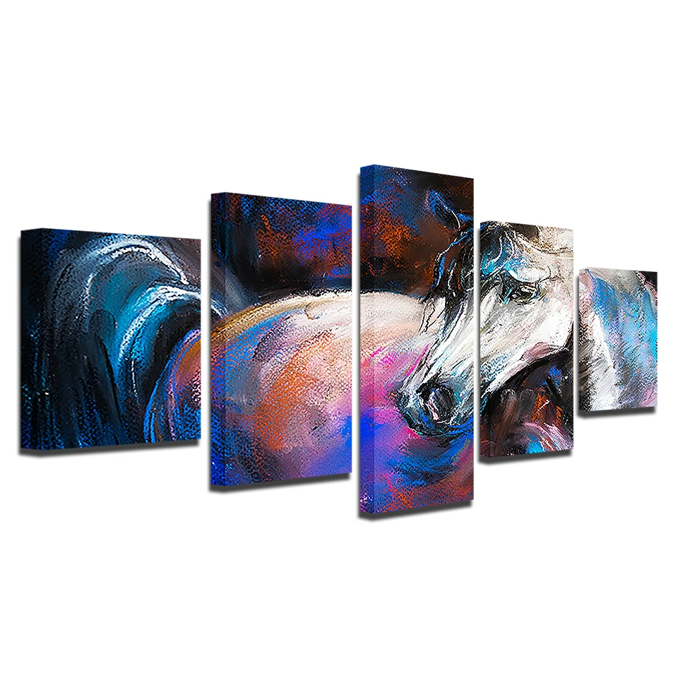 
 Художественные принты, животные, дешевые холсты, настенные принты, 5 шт., рисунок лошади, Настенный декор, Настенная картина, холст  