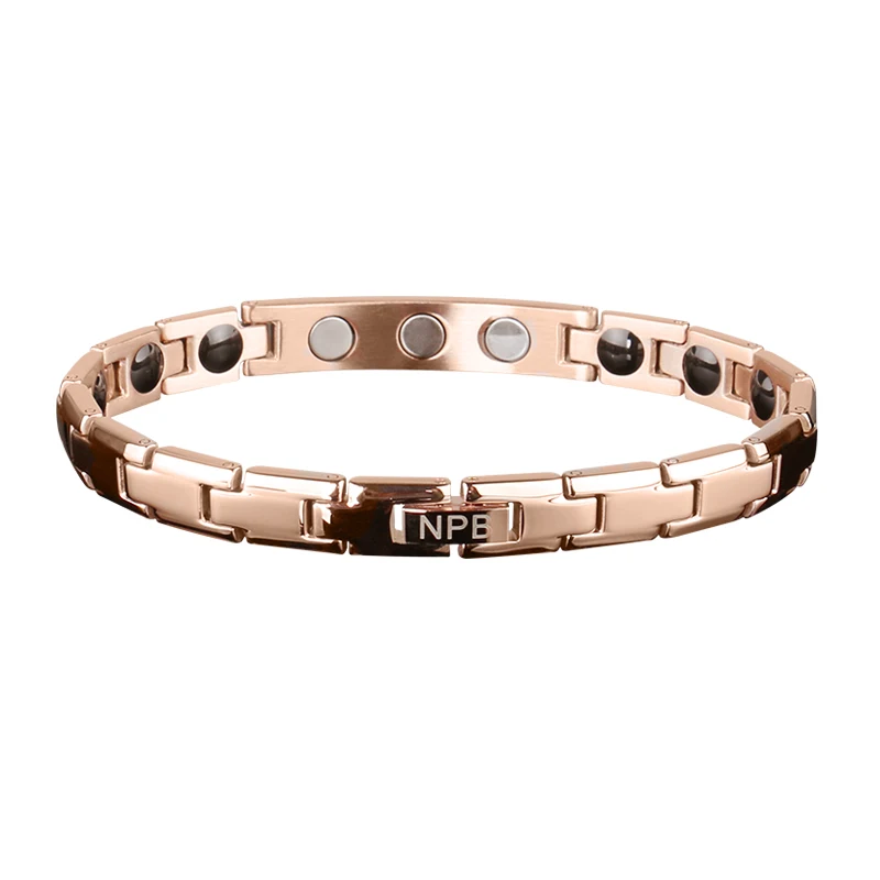 P043 rose gold plated metal power hologram beads infinity antifatigue tourmaline germanium stainless steel bracelets