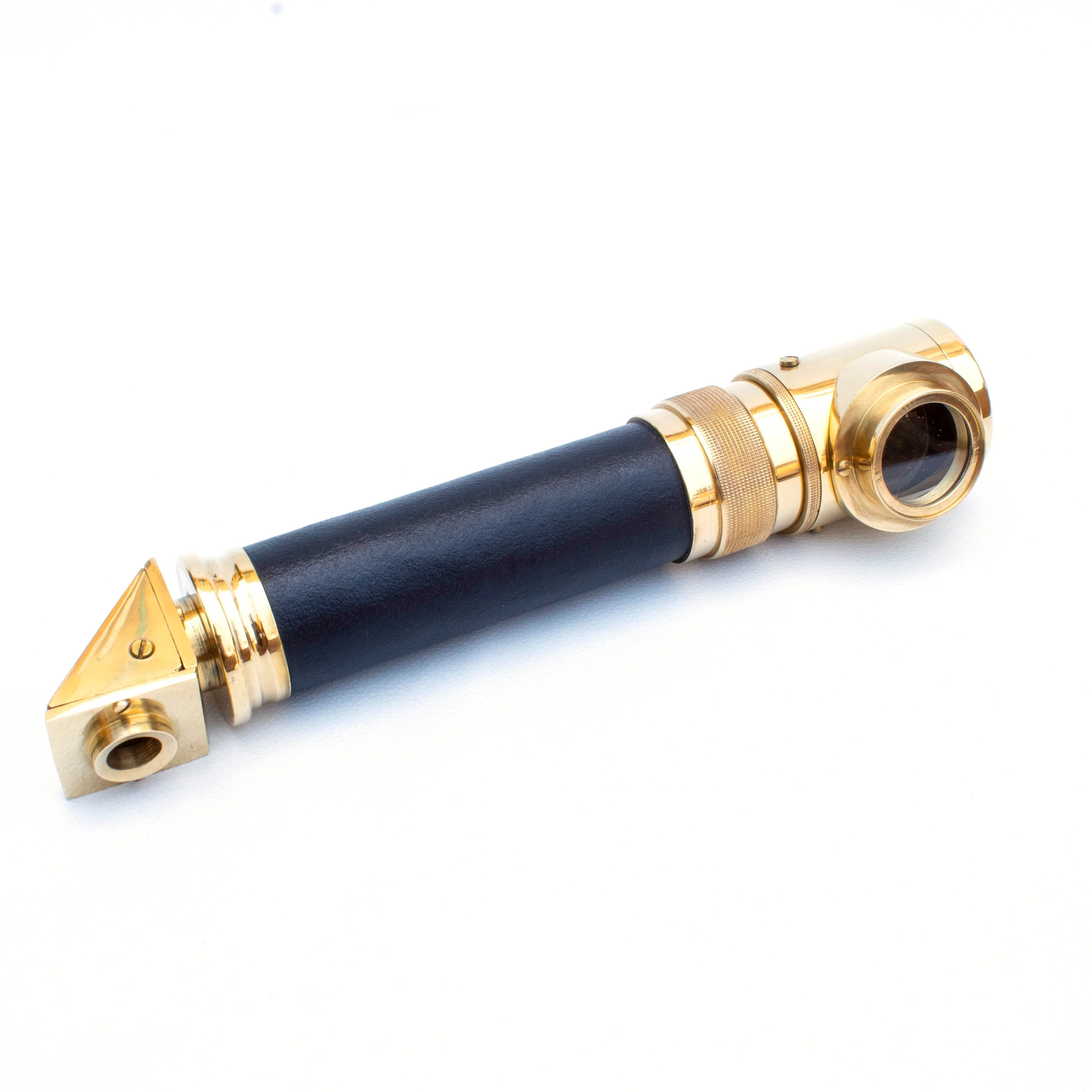 High Quality Antique Vintage Style Nautical Submarine Brass 8 Inch Working Periscope with Black Leather Grip in Wooden Box